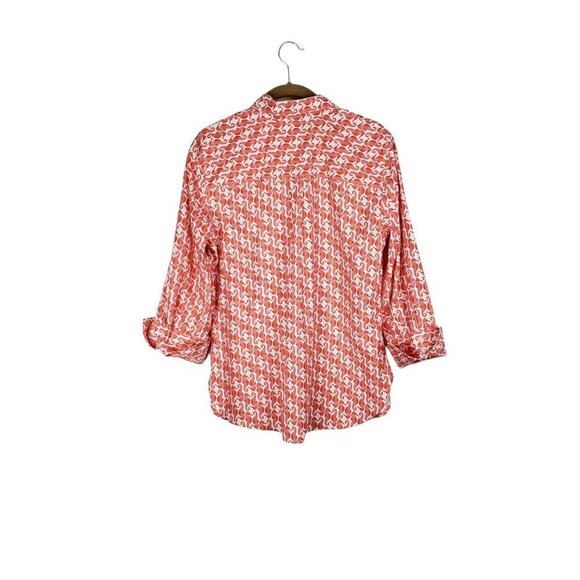 Chicos No-Iron Chic Stretch Button Up Seahorse Shirt Chicos 0 Womens Size 4 - Picture 2 of 6